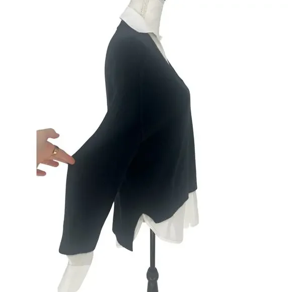 Brochu Walker Looker Layered V Neck Sweater Black Mixed Media XS - Picture 8 of 16